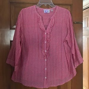 Avenue red and white gingham blouse